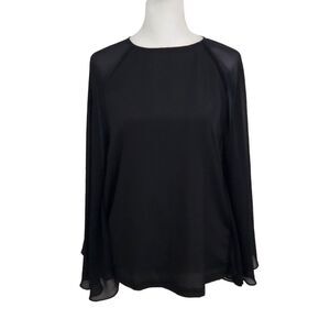 BCBGeneration Black Sheer Blouse Size XXS Sheer Black Top with Wing Sleeves